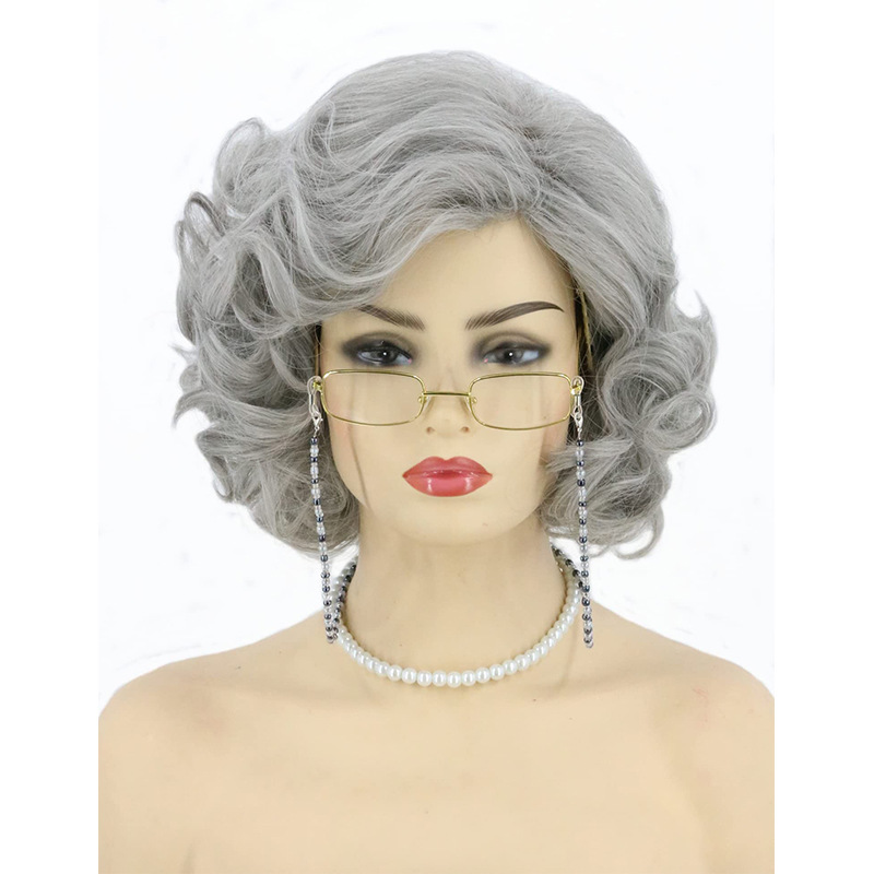 Peluca del partido de Halloween medio pelo liso gran ola el miércoles Adams mamá Addams familia