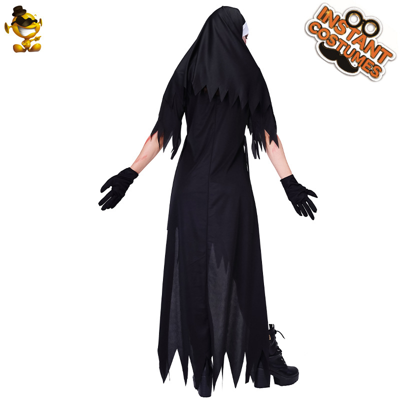 De Halloween de las mujeres adultas sangrienta monja vestido traje partido Cosplay zombi monje traje image 4