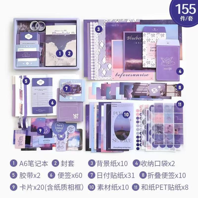 芯莫 欧米風蝶々図鑑 暖寄シリーズ ハンドブック素材ギフトボックス 可愛い女の子心方眼ノートセット