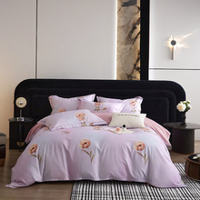 直播新款高端100棉磨毛四件套简约高级感全棉加厚保暖被套床单