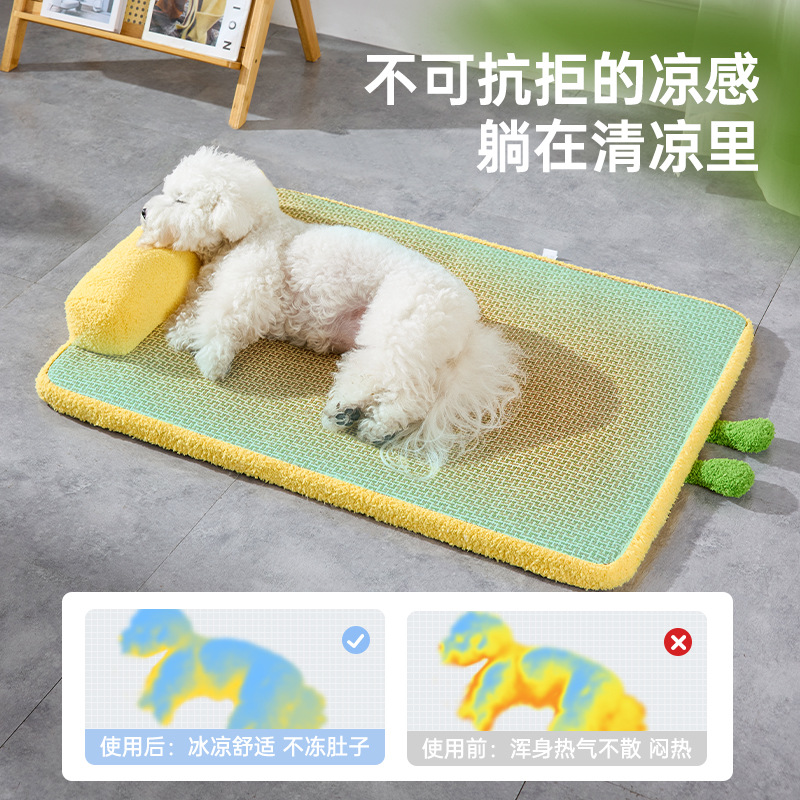 Nueva perrera de verano disipación de calor, cojín de ratán transpirable, cojín de hielo resistente al desgaste para gatos, cojín de enfriamiento para el cuello engrosado