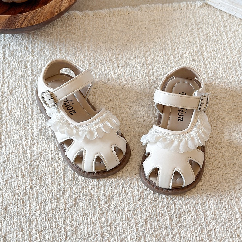 Sweet Princess Style Baby Girl's Lace Sandals Soft Sole Closed Toe Beach Sandals For Toddlers Summer New_voghion.com