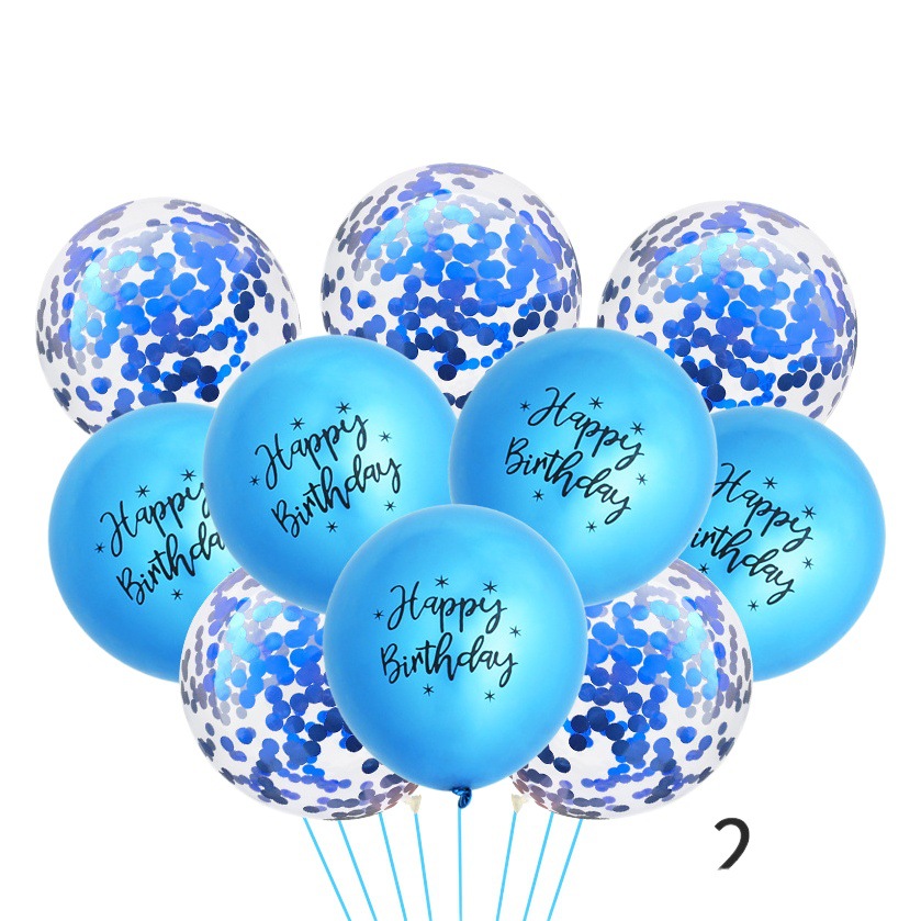 Pequeño conjunto de globos de látex de 12 pulgadas, impresos con efectos metálicos, con confeti y lentejuelas, para decoración de cumpleaños
