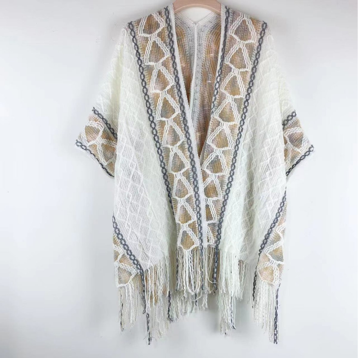 Ethnic Style Travel Shawl Scarf Women's Rhombus Cape Shawl Yunnan Lijiang Outer Wear Shawl Hot Style New Style