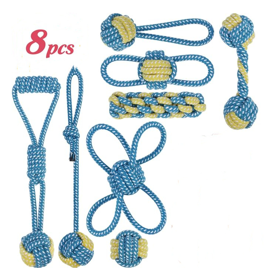 Amazon Pet Toys Factory Supply Combo Set Juguetes de cuerda de algodón Cuerda para mascotas Nugazo Molar Juguetes para perros