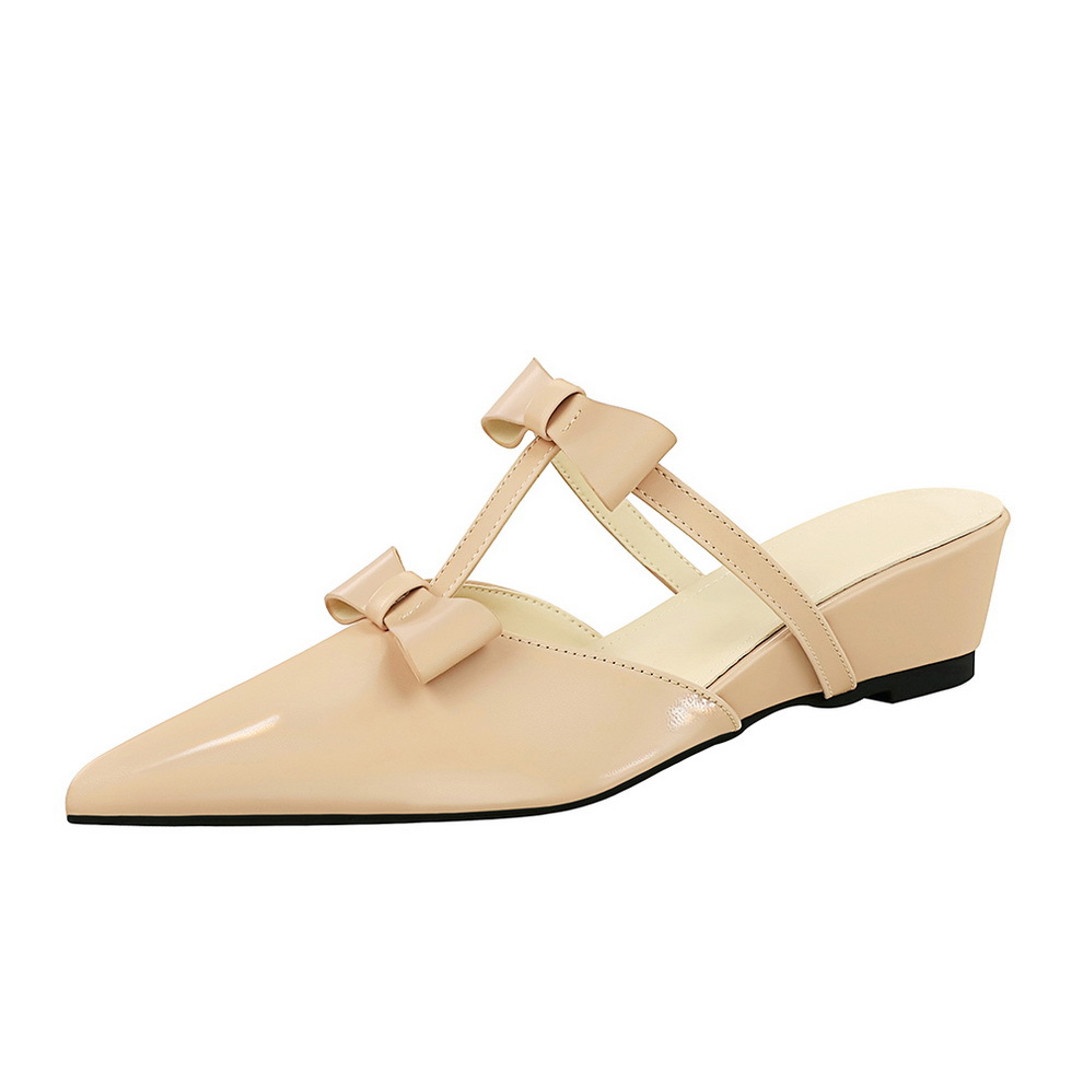 Sandali donna con zeppa stile francese punta chiusa e fiocco_voghion.com