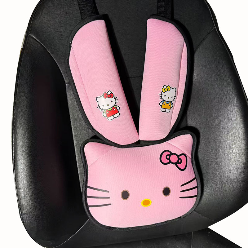 Cat Head Auxiliary Safety Belt Limiter Holder, Car Kids Safety Belt Adjustment Anti-Stranglehold Shoulder Protector