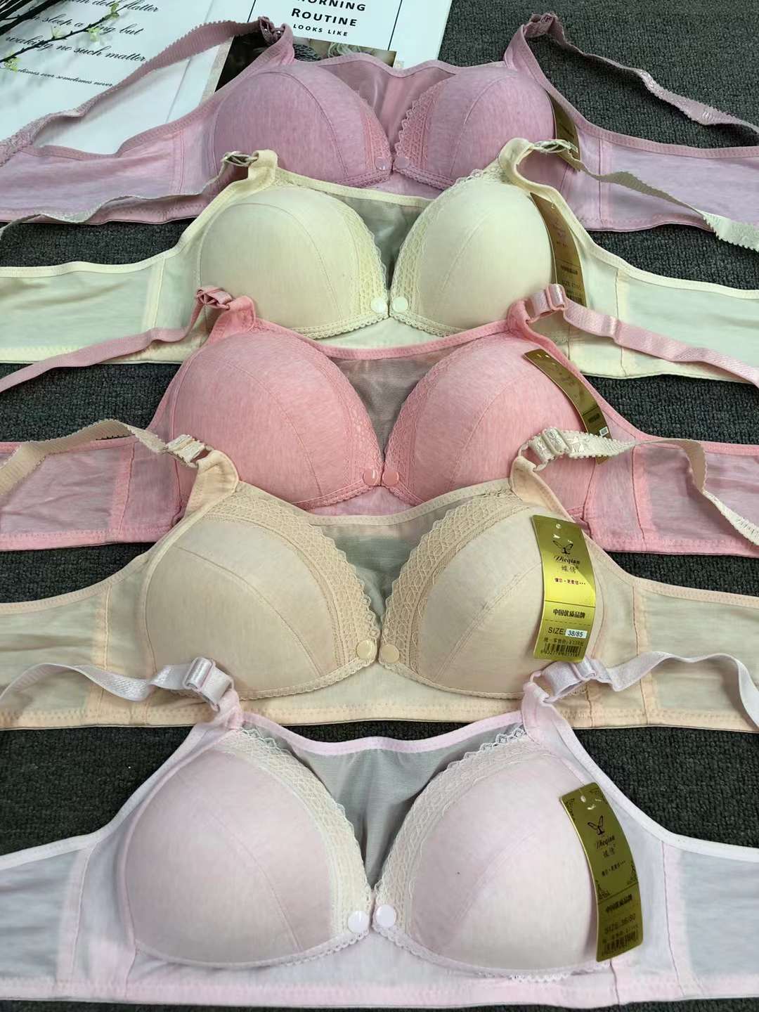 La hebilla delantera de las mujeres embarazadas sujetador de enfermería sin costuras de enfermería empuja hacia arriba anti-flacidez sujetador de taza grande ropa interior de enfermería taza delgada