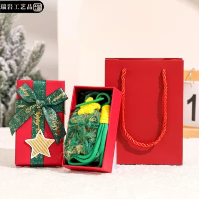 Car hanging | gifts - forest-green-starflake-small-tree-ornament-christmas-gift-box-christmas-gift-bag