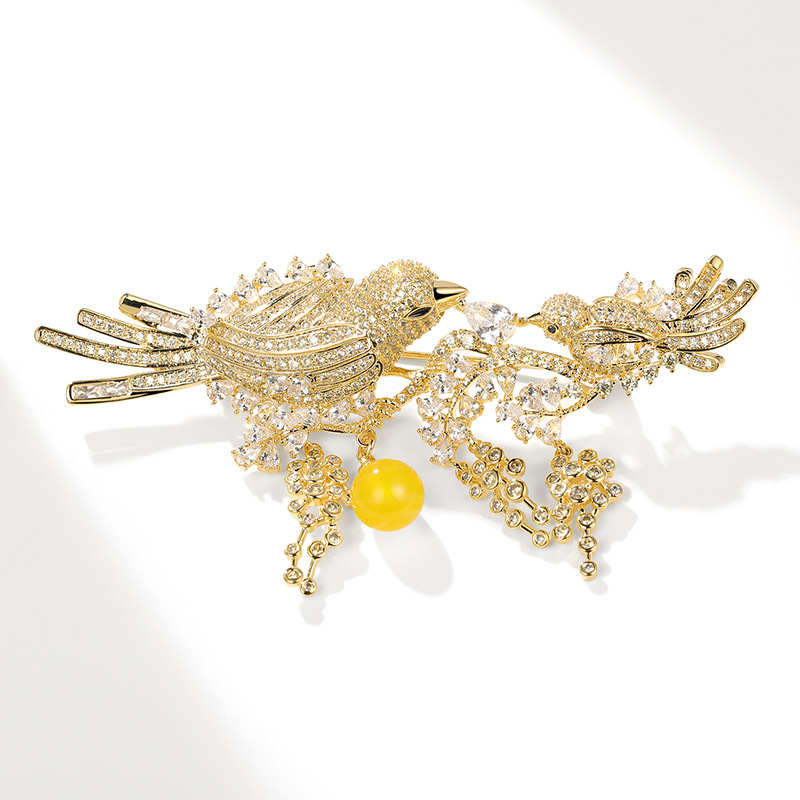 Sky luxury jewelry high-end brand Bird natural freshwater pearl empty support brooch new luxury Mother's Day gift