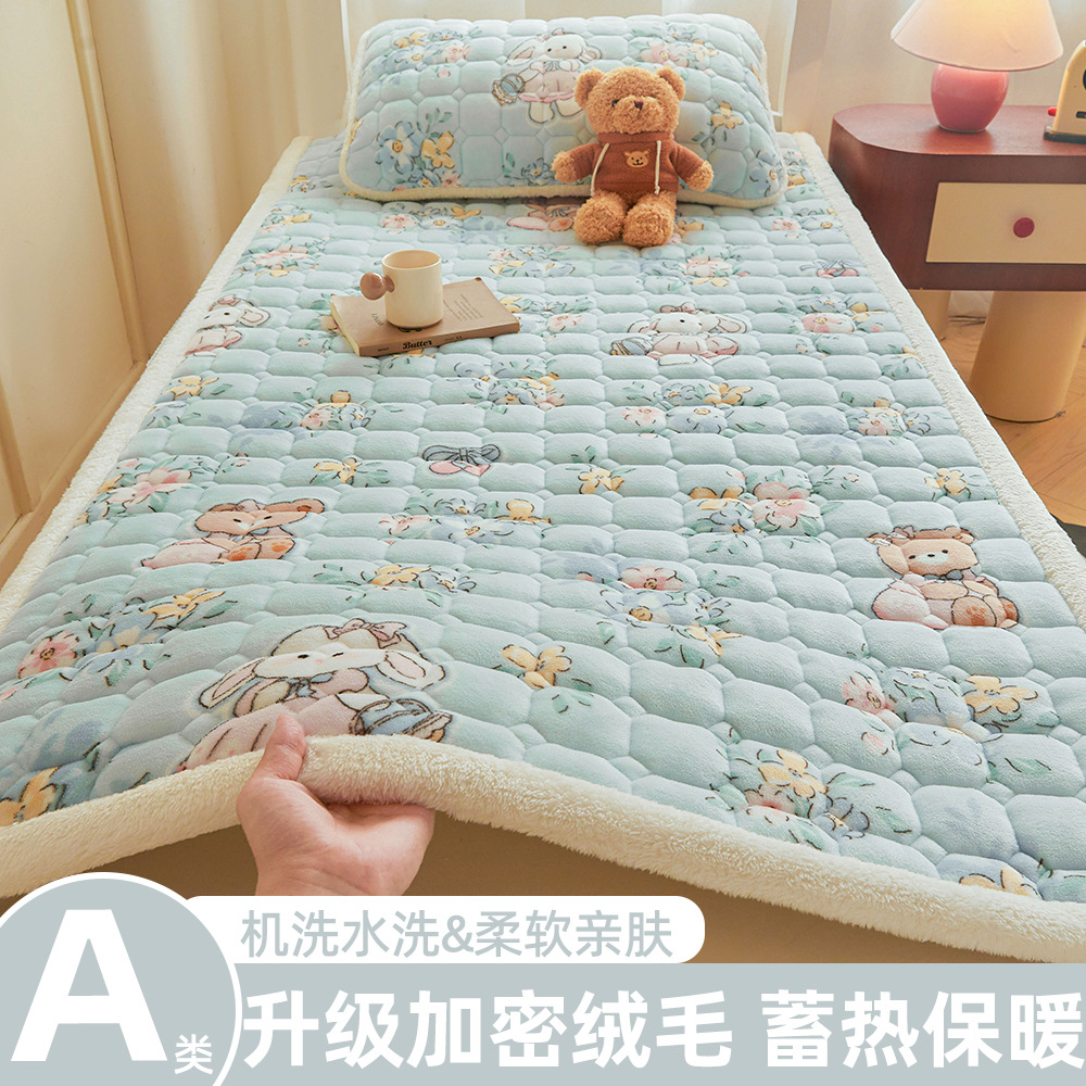 A級学生寮用ミルクベルベットマットレス、冬用厚手フリースパッド、入学時寮用シングルベッドマットレス