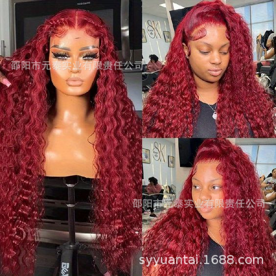 ブラウン4 # color red 13x4 kinky curlyレーンフロンティアポジティブウィッグ|undefined