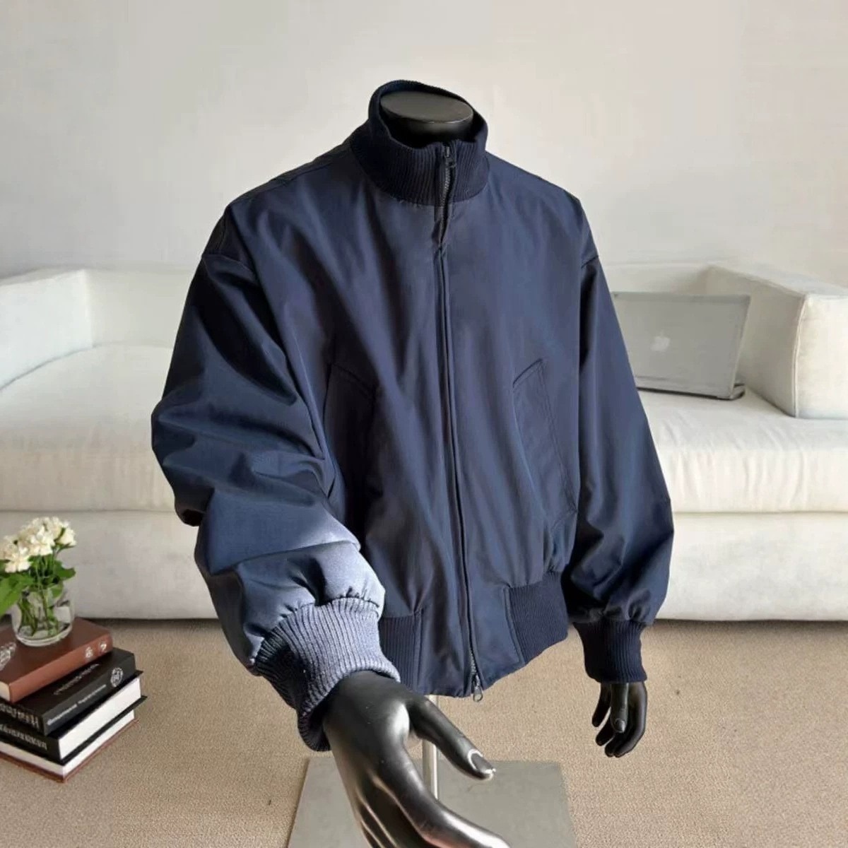 Cleanfit black shorts, workwear jacket for men, American high street style, stand-up collar, bomber jacket, new men's clothing