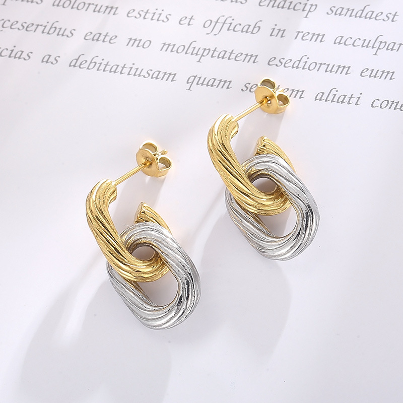Fashion Geometric Plating Metal Titanium Steel 18K Gold Plated Drop Earrings display picture 2