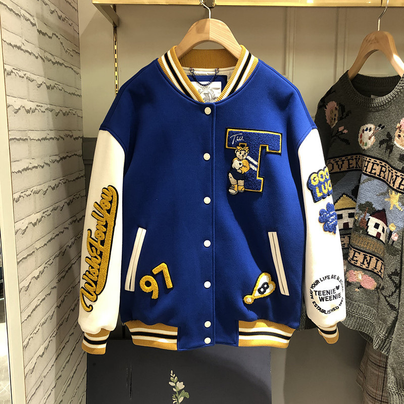 Giacca da baseball patchwork in stile maschile, giacca da uomo primavera e autunno, giacca hip hop da uomo, cappotto casual largo da uomo_voghion.com