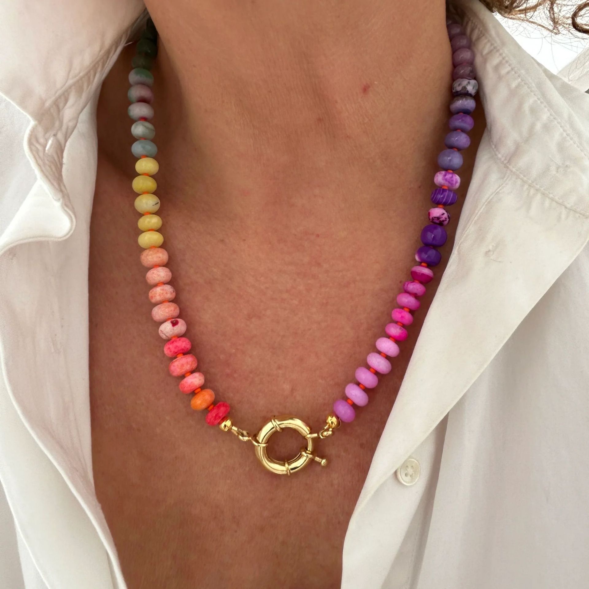 200g Weight Necklace Classification 304 Stainless Steel Chain Material 1 Piece Quantity Casual Occasion natural stone Material Geometric Pattern Women's Gender Sweet Style Beaded Craft 1 Piece Sweet Geometric Natural Stone 304 Stainless Steel Necklace 22
