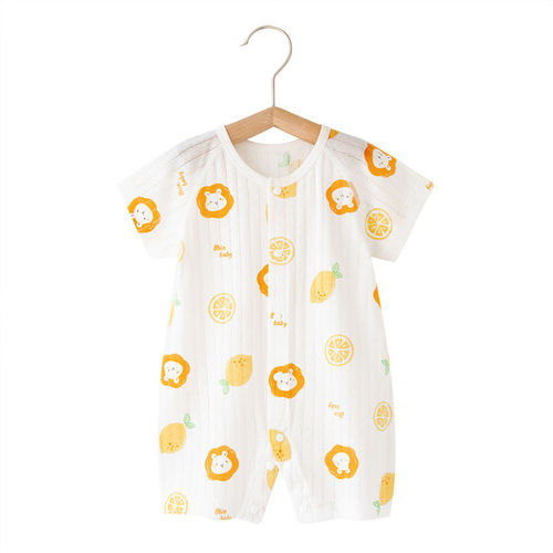 Baby short-sleeved men's thin breathable jumpsuit baby pure cotton romper summer newborn clothes 0 to 3 months