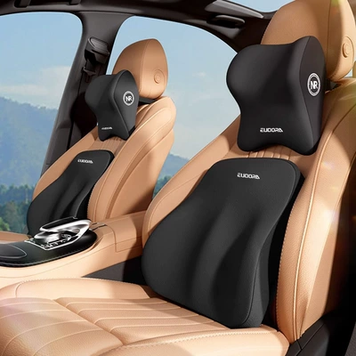 Customized Car Headrest, Memory Foam Neck Pillow, Lumbar Support, Long-Lasting Support, Lumbar Cushion, Lumbar Support, Car Seat Lumbar Cushion Logo (Waist support) - black-a-headrest