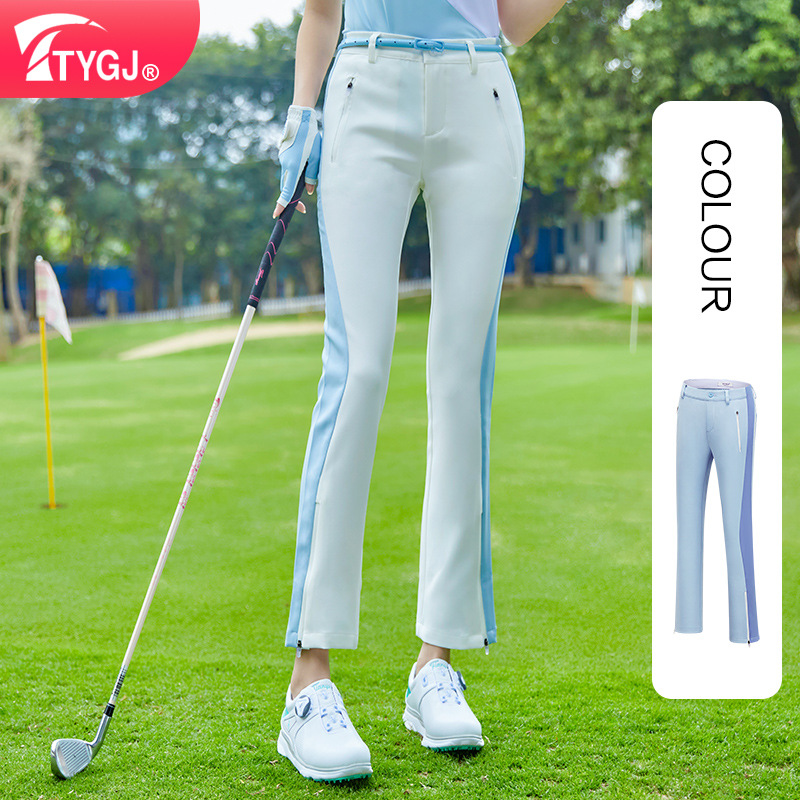 Women's Golf Pants Slim Fit Summer Breathable Lightweight High Elasticity Slightly Flared Sun Protection Sports Trousers