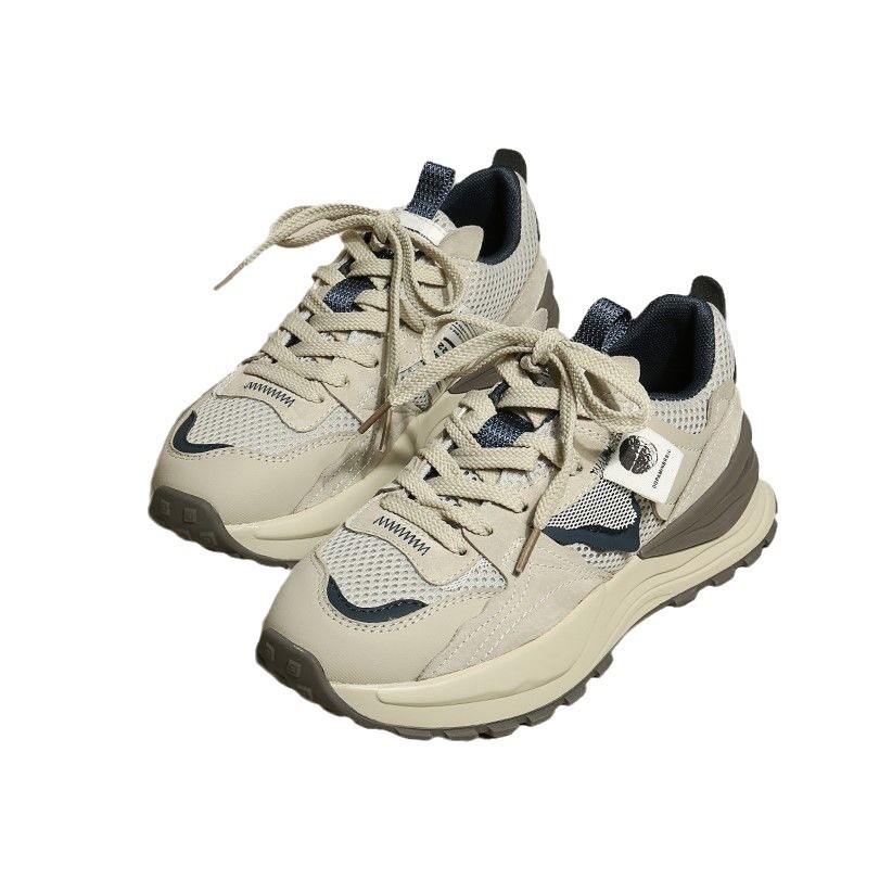 Zapatos de suela gruesa para mujeres 2024 primavera y verano nuevos zapatos transpirables de malla Agam, zapatos deportivos casuales de muffin de estilo universal