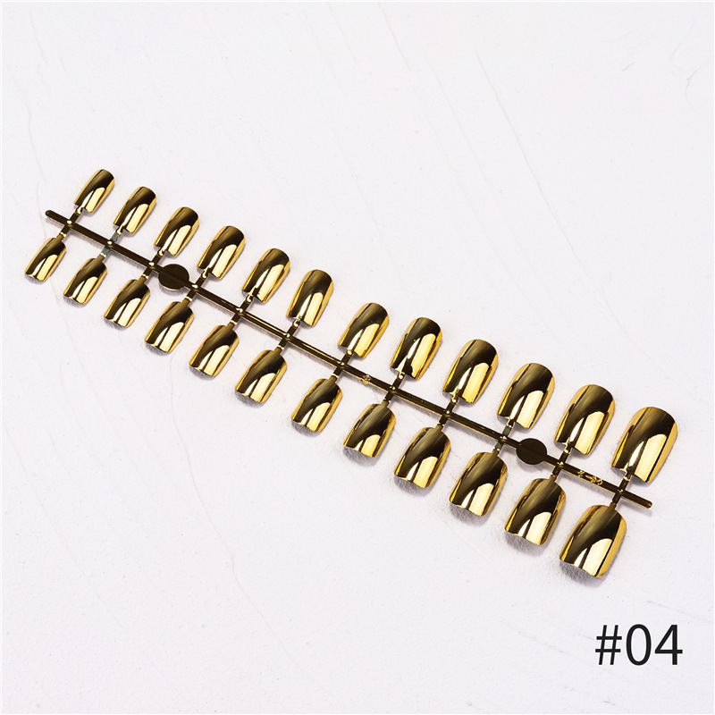 Transfronterizo dedicado 24 piezas tira espejo desgaste uñas galvanoplastia espejo mágico efecto acabado hoja de uñas de metal parche de uñas