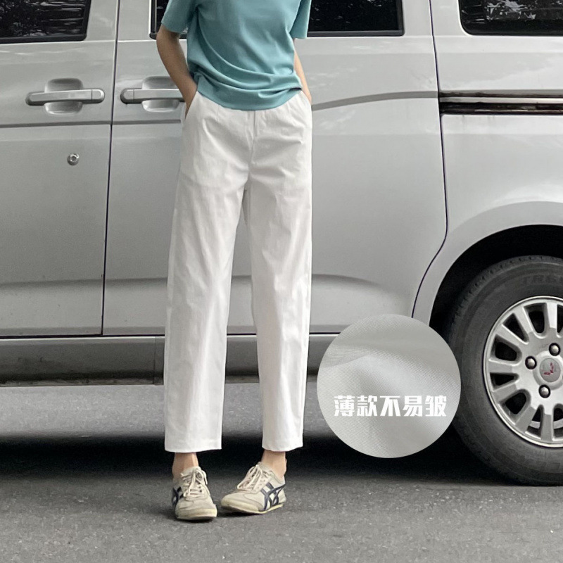 2025春夏新作 シンプルで万能なカジュアル鎌9点パンツ シワになりにくいストレートパンツ 和風着痩せロングパンツ|undefined