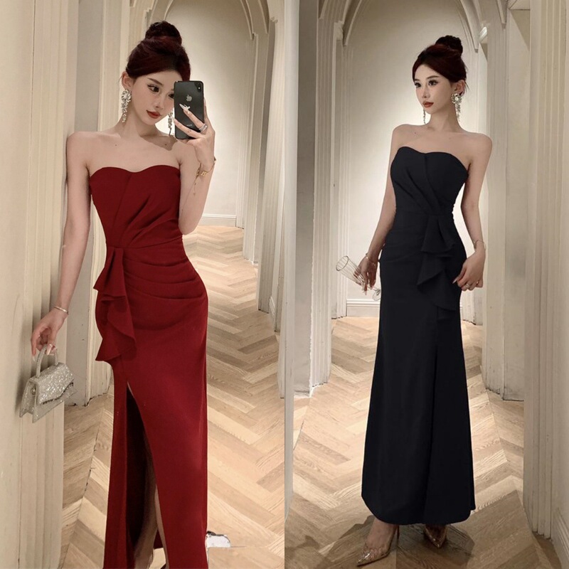 Mermaid Strapless Toast Dress 2026 New Model New Chinese Style High-End Evening Gown Bride Wedding Engagement Robe Dress