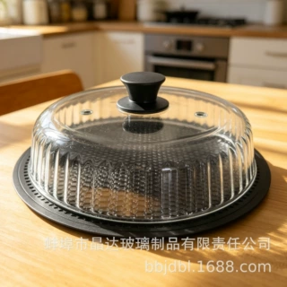 微波炉防溅盖高硼硅玻璃蛋糕罩圆形甜品防尘盖家用下午茶点心展示