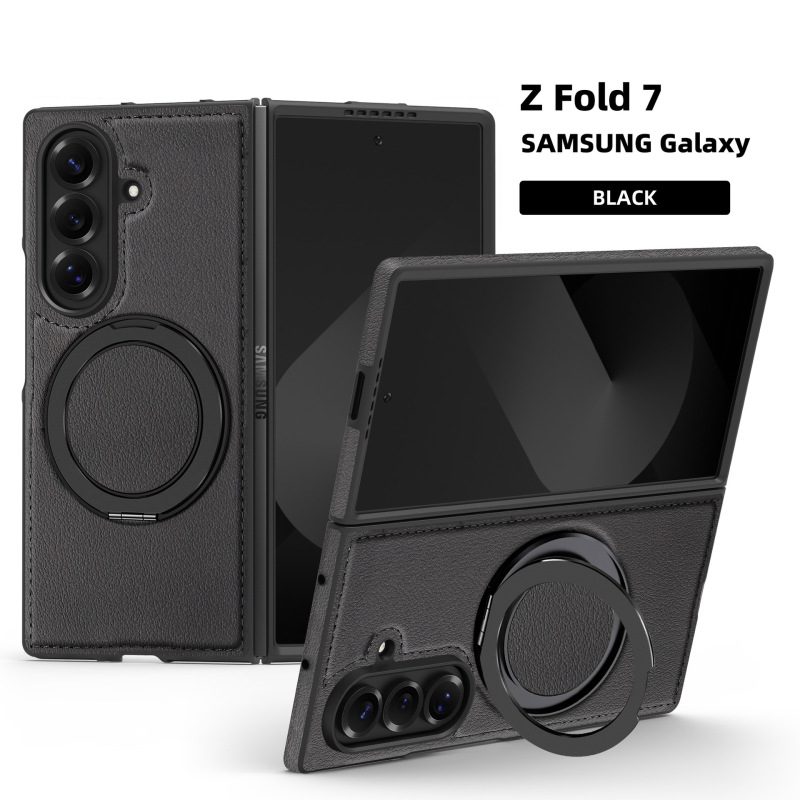 Samsung Z Fold 30% off スタック携帯電話ケース Yashi レザーパターン 360 磁気回転スタンド ZFlip6 保護カバーに適しています。|undefined