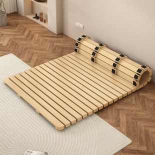 Folding Solid Wood Bed Frame for Floor Bed, Hard Board Bed, Tatami, Moisture-Proof, Breathable, Slatted Frame, Widened and Protruding Platform