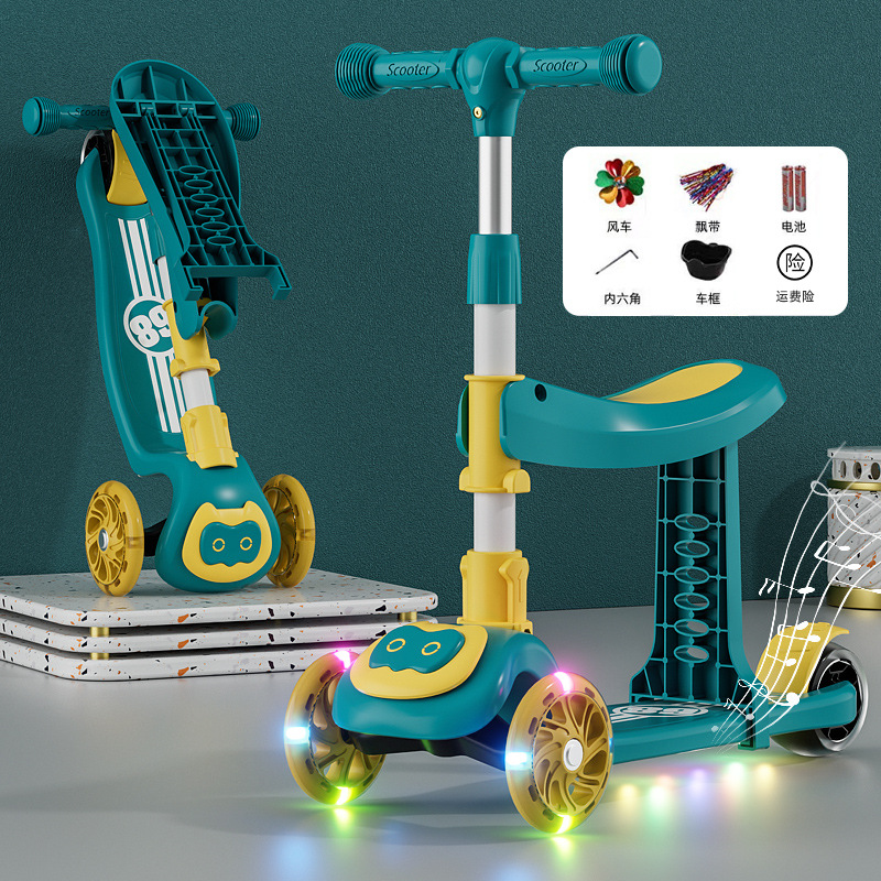 El nuevo Scooter para niños con asiento puede sentarse y deslizarse tres en uno niños y niñas de tres ruedas 1-2-3-5-6 AÑOS NIÑOS