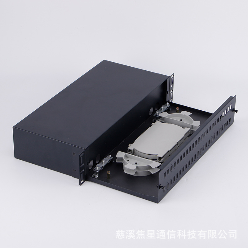 假抽拉式2U19英寸48芯SC/LC无导轨终端盒光缆满配线架方头熔接箱