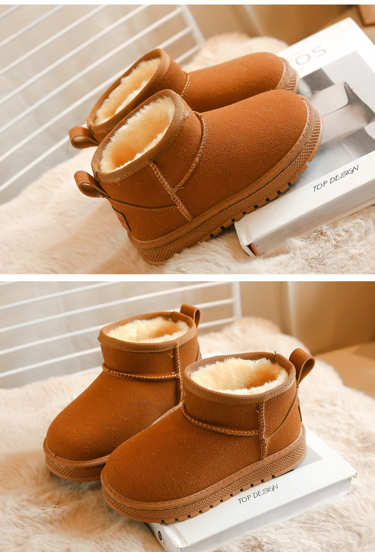 Barnsnöskor 2023 vinter nya plysch och tjocka flickor med medelstora till stora, mjuka sulor för barn, vattentäta_voghion.com