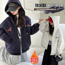 中大女童春秋冬款外套洋气女孩儿童夹克卫衣棒球服加棉加厚冬季潮