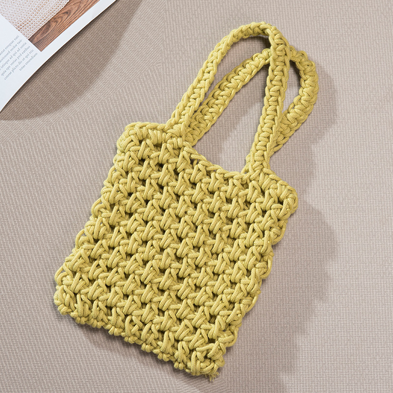 Redes de pesca perforadas tejidas a mano bolsos de teléfono móvil bolsos de moda casuales bolsos de playa de vacaciones de verano de punto