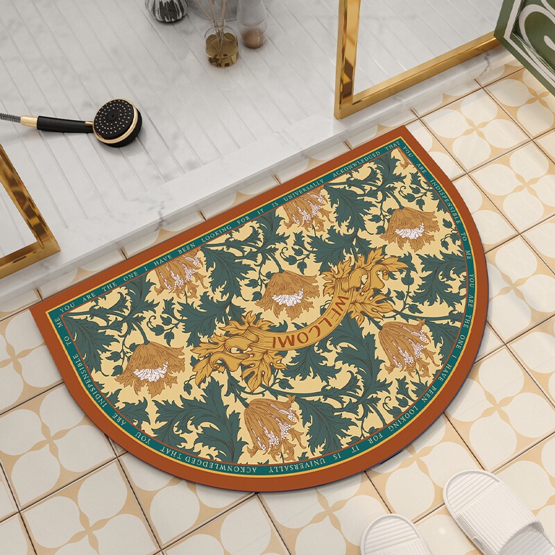 American Retro Style Bathroom Soft Diatom Mud Mat Toilet Door Non-Slip Absorbent Toilet Shower Foot Mat