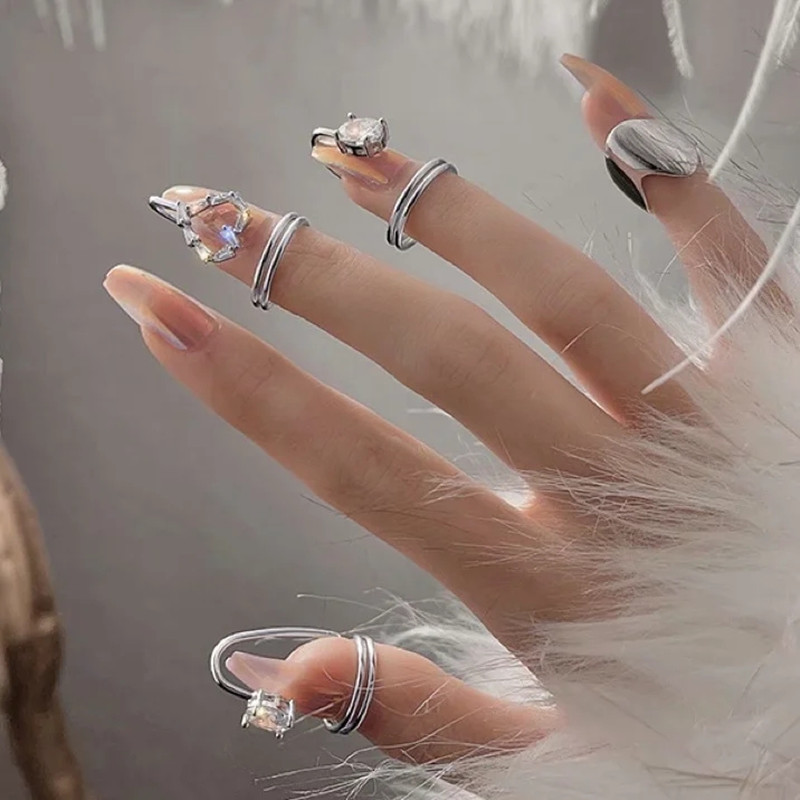 Nail Ring Female Ins Trendy Popular Cold Style Simple Korean Stylish Opening Adjustable Nail Set Niche Nail Ring Female Ins Trendy Popular Cold Style Simple Korean Stylish Opening Adjustable Nail Set Niche
