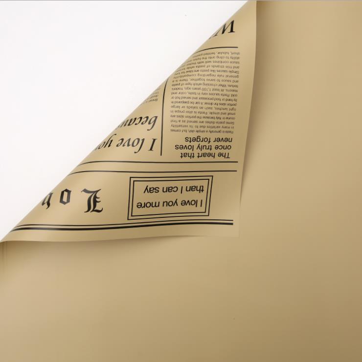 Flower Party Factory Nuevo periódico en inglés Papel de embalaje de flores Sentido de alta calidad Florería impermeable Papel de embalaje de flores Papel de embalaje de ramo