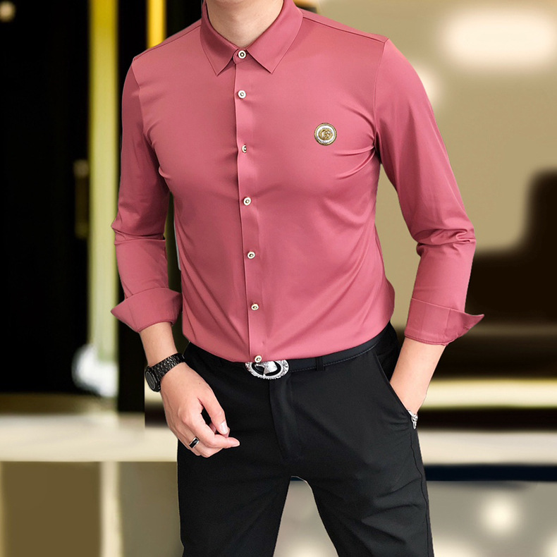 春秋メンズビジネス作業服長袖シャツカジュアル職業紳士服パーマフリーメンズシャツ卸売メンズシャツ
