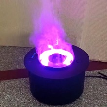 圓形彩色仿真火焰壁爐黑色不銹鋼水蒸氣加濕器美式電子霧化壁爐