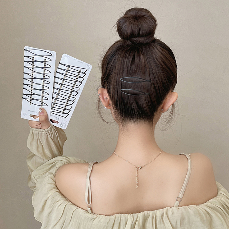 Tarjeta de clip de una sola palabra negra simple para niñas 2025 nuevo clip de cabello roto en la parte posterior de la cabeza tocado horquilla de flequillo de celebridades de Internet