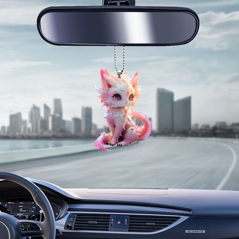 Explosión rosa encantador zorro de nueve colas zorro acrílico decoración colgante llavero colgante espejo retrovisor colgante image 6