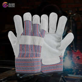 高州电焊手套26cm短款焊工焊接耐磨手套二层牛皮劳保手套批发定制