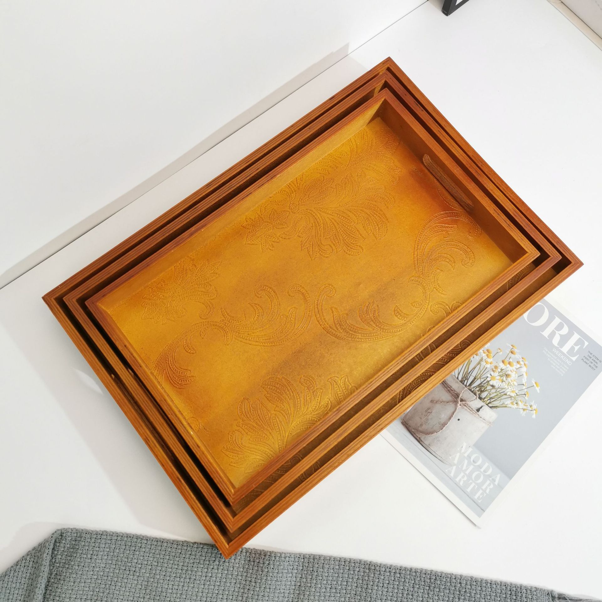 木质托盘家用长方形食物托盘 木质茶水托盘 面包托盘水杯餐具托盘