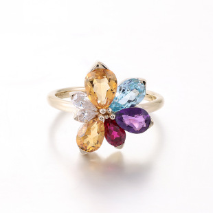 Europe and the United States cross-border cultivation of color treasure ring color flower shape fresh sweet ring to send girlfriends to send gifts to girlfriends