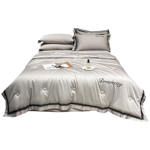 Ice silk summer quilt four-piece set summer air-conditioning quilt washable summer cooling quilt sheet three-four piece set thin quilt core summer