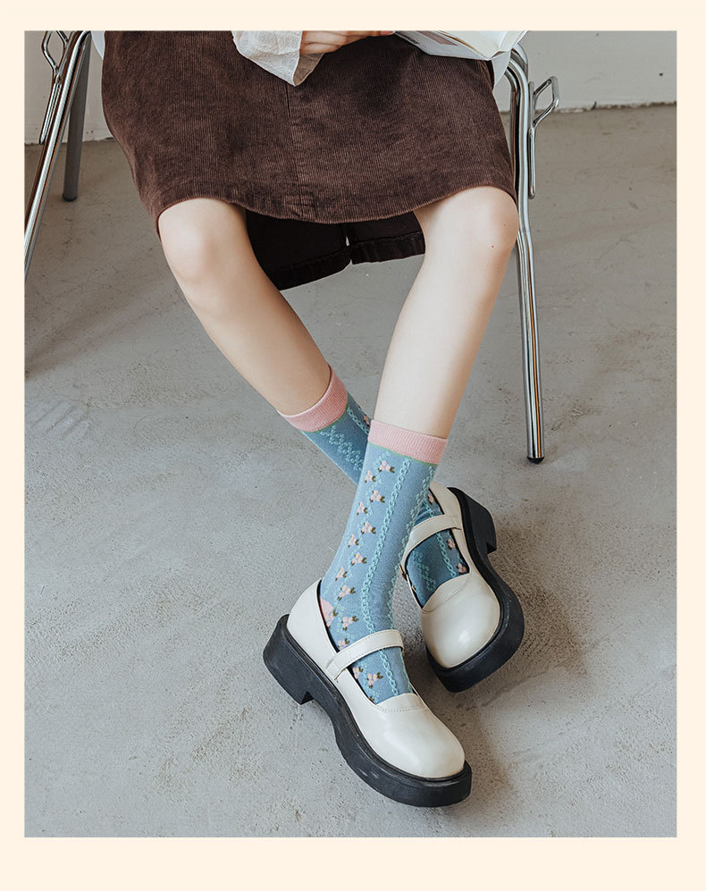 A Pair Quantity Street Occasion Ditsy Floral Pattern Sweet Women'S Ditsy Floral Cotton Spandex Polyester Crew Socks A Pair