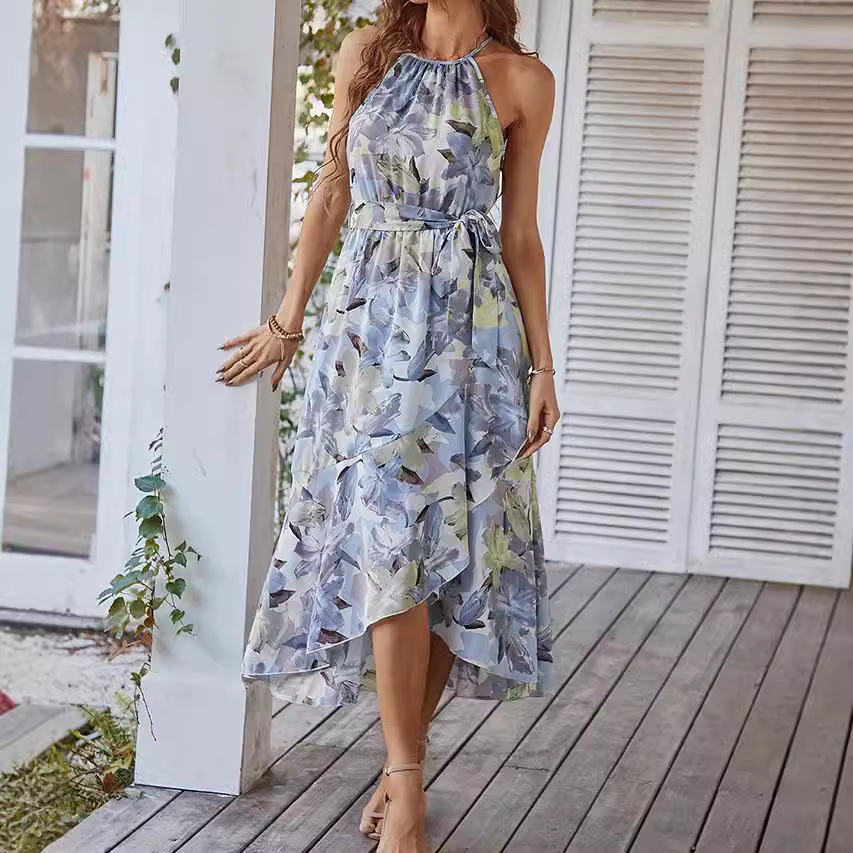 European And American Cross-border Fashion Printed Halter Neck Bohemian Style Dress, 2026 Summer Hot-selling Casual_ecoleips.com