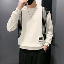 秋冬季设计感卫衣男潮牌条纹打底衫新款韩版潮流圆领内搭长袖T恤