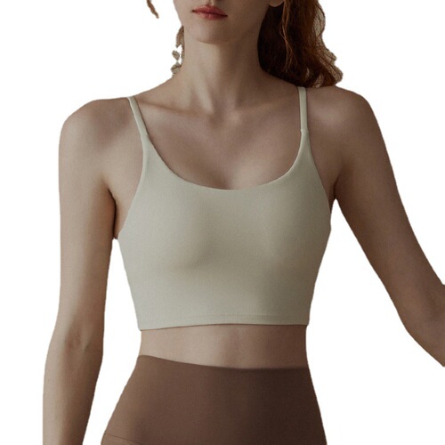 Lycra casual yoga outdoor sports bra for women European and American running fitness shockproof bra spaghetti straps with chest pad